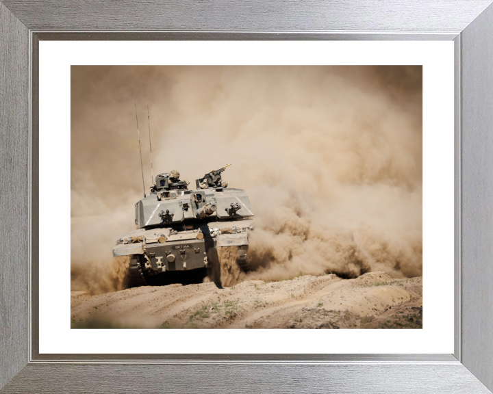 Challenger 2 Main Battle Tank British Army Vehicle Photo Print Wall Art Military Decor UK Posters, Prints, & Visual Artwork Hampshire Prints 10 x 8 Silver Frame Yes
