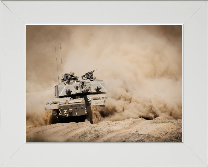 Challenger 2 Main Battle Tank British Army Vehicle Photo Print Wall Art Military Decor UK Posters, Prints, & Visual Artwork Hampshire Prints 10 x 8 White Frame No