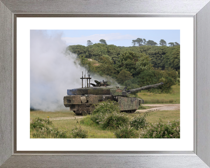 Challenger Megatron Main battle Tank at speed 2023 British Army Vehicle Photo Print Wall Art Military Decor UK Posters, Prints, & Visual Artwork Hampshire Prints 10 x 8 Silver Frame Yes