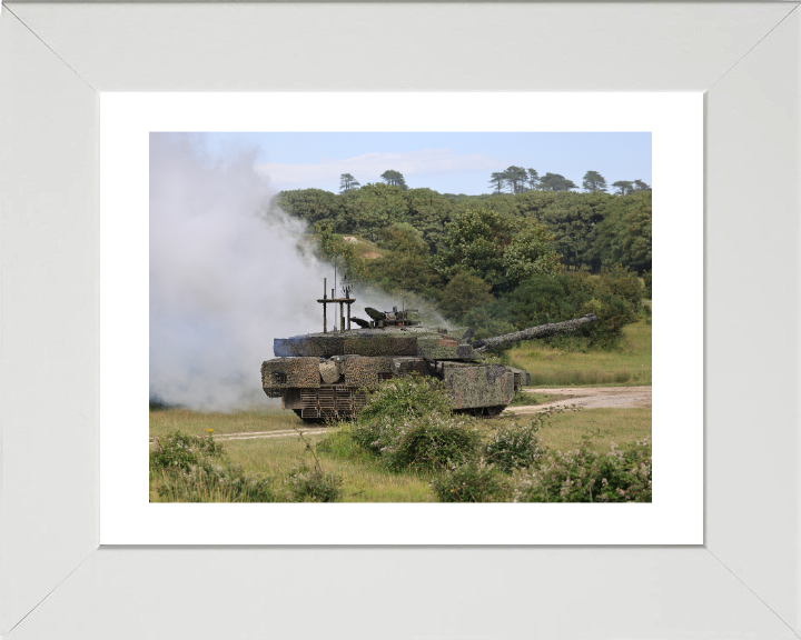 Challenger Megatron Main battle Tank at speed 2023 British Army Vehicle Photo Print Wall Art Military Decor UK Posters, Prints, & Visual Artwork Hampshire Prints 10 x 8 White Frame Yes