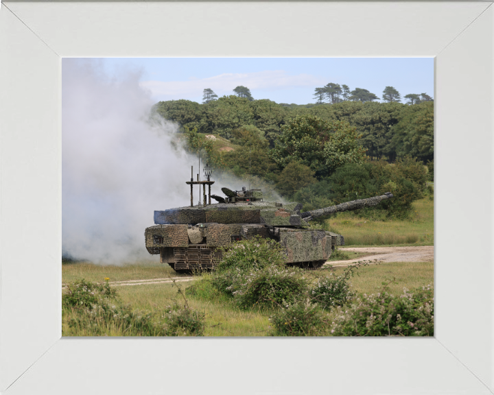 Challenger Megatron Main battle Tank at speed 2023 British Army Vehicle Photo Print Wall Art Military Decor UK Posters, Prints, & Visual Artwork Hampshire Prints 10 x 8 White Frame No
