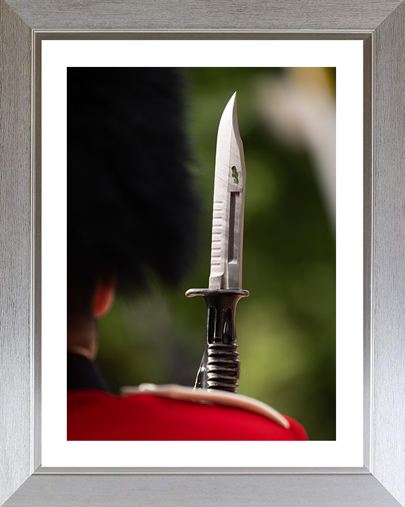 A Coldstream Guards Guardsman With Bayonet on Parade Photo Print – Guards Regiment Ceremonial Parade Wall Art, Military Decor Posters, Prints, & Visual Artwork Hampshire Prints 10 x 8 Silver Frame Yes