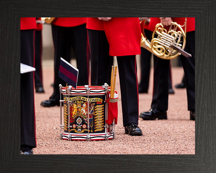 Band of the Coldstream Guards Drum on parade Photo Print - British Army Posters, Prints, & Visual Artwork Hampshire Prints 10 x 8 Black Frame No