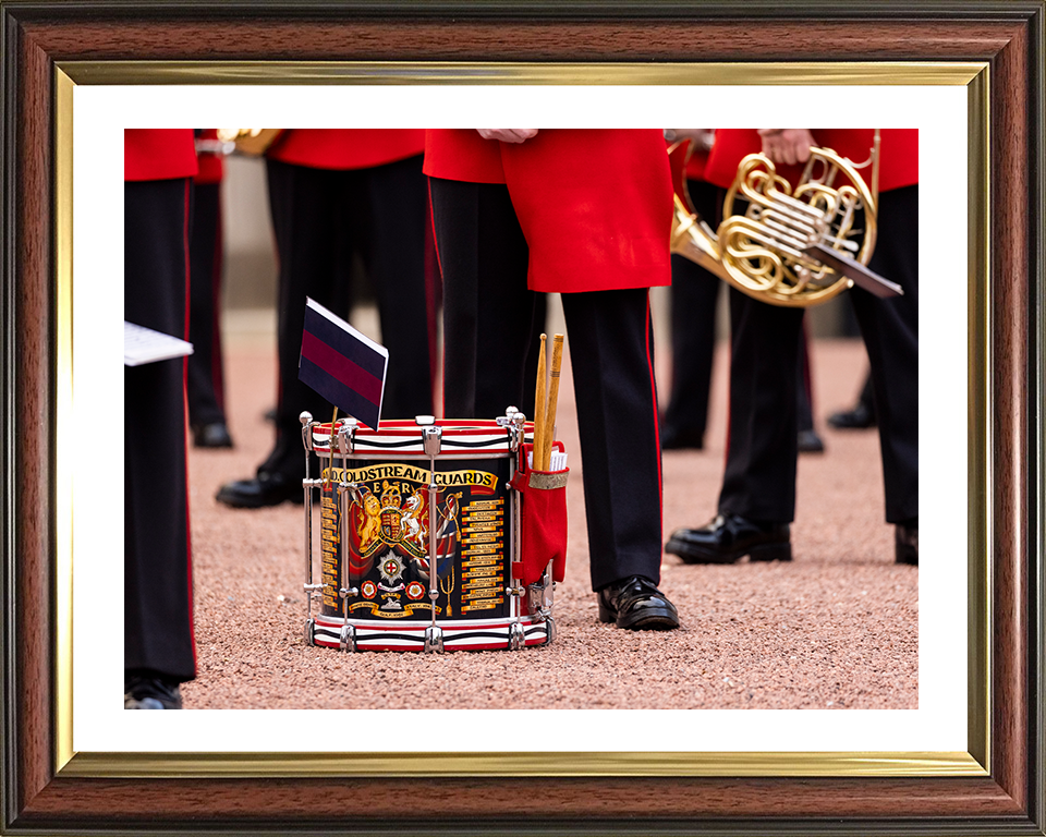 Band of the Coldstream Guards Drum on parade Photo Print - British Army Posters, Prints, & Visual Artwork Hampshire Prints 10 x 8 Classic Frame Yes