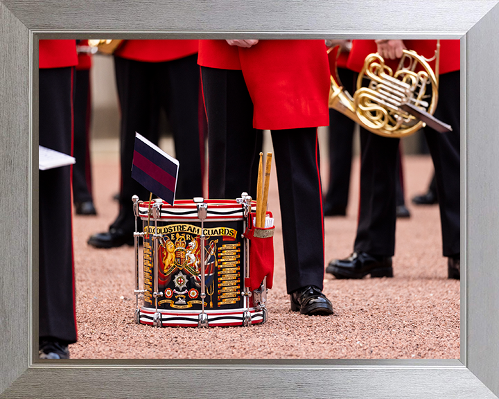 Band of the Coldstream Guards Drum on parade Photo Print - British Army Posters, Prints, & Visual Artwork Hampshire Prints 10 x 8 Silver Frame No