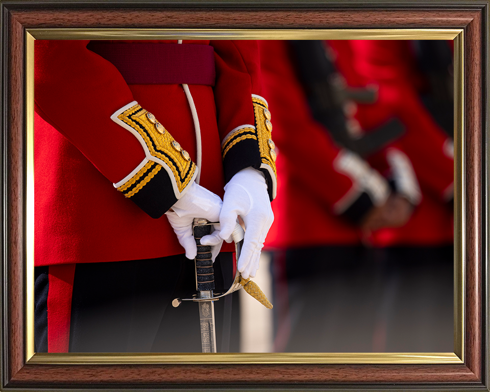 British Army Coldstream Guardsmen officer on Parade Photo Print Wall Art Military Decor Poster Posters, Prints, & Visual Artwork Hampshire Prints 10 x 8 Classic Frame No