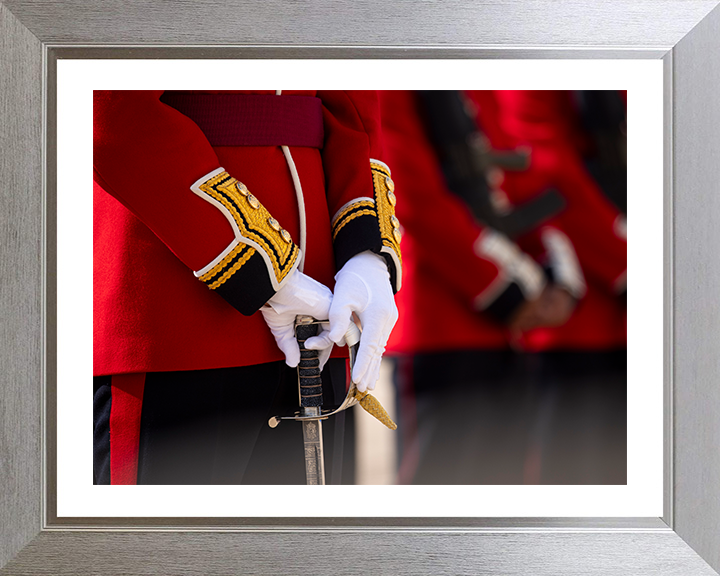 British Army Coldstream Guardsmen officer on Parade Photo Print Wall Art Military Decor Poster Posters, Prints, & Visual Artwork Hampshire Prints 10 x 8 Silver Frame Yes