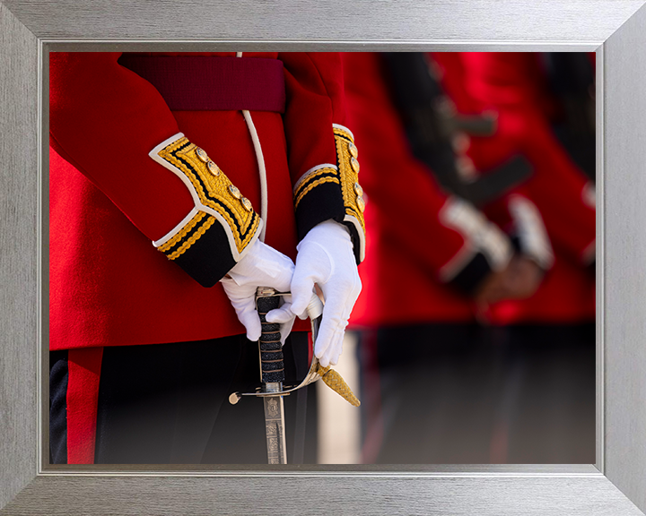 British Army Coldstream Guardsmen officer on Parade Photo Print Wall Art Military Decor Poster Posters, Prints, & Visual Artwork Hampshire Prints 10 x 8 Silver Frame No