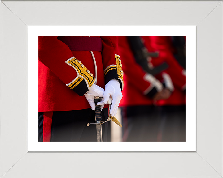 British Army Coldstream Guardsmen officer on Parade Photo Print Wall Art Military Decor Poster Posters, Prints, & Visual Artwork Hampshire Prints 10 x 8 White Frame Yes