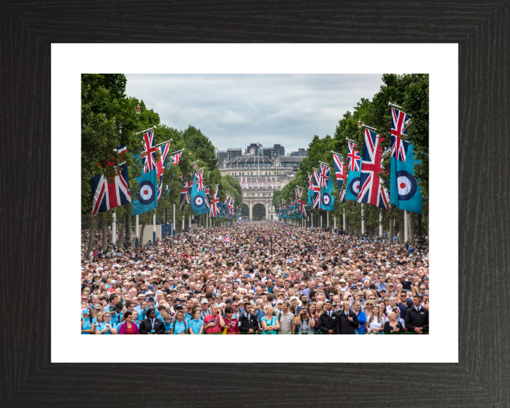 Crowds gather on the Mall London for RAF 100 Celebrations Photo Print Royal Air Force Aviation Wall Art Posters, Prints, & Visual Artwork Hampshire Prints 10 x 8 Black Frame Yes