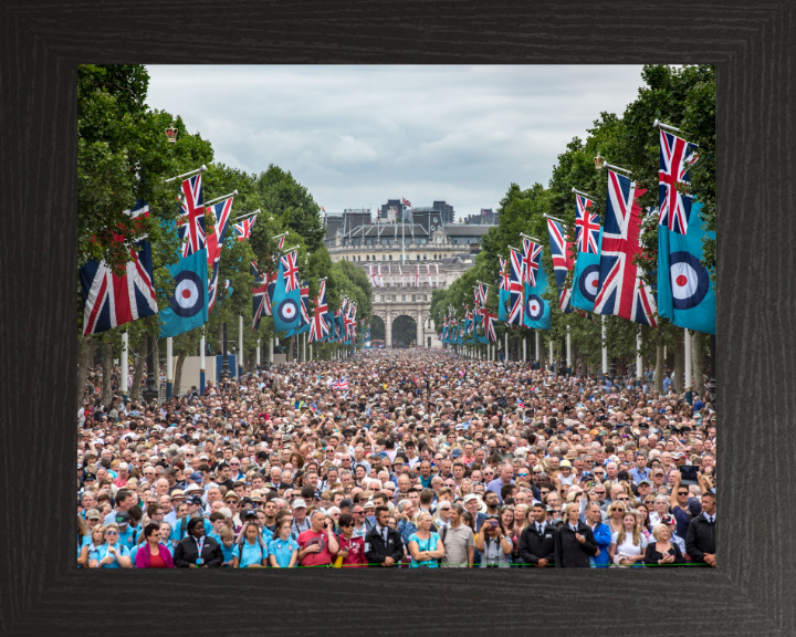Crowds gather on the Mall London for RAF 100 Celebrations Photo Print Royal Air Force Aviation Wall Art Posters, Prints, & Visual Artwork Hampshire Prints 10 x 8 Black Frame No