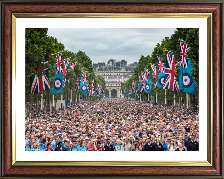 Crowds gather on the Mall London for RAF 100 Celebrations Photo Print Royal Air Force Aviation Wall Art Posters, Prints, & Visual Artwork Hampshire Prints 10 x 8 Classic Frame Yes