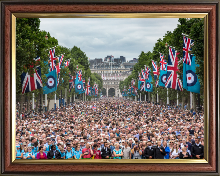 Crowds gather on the Mall London for RAF 100 Celebrations Photo Print Royal Air Force Aviation Wall Art Posters, Prints, & Visual Artwork Hampshire Prints 10 x 8 Classic Frame No