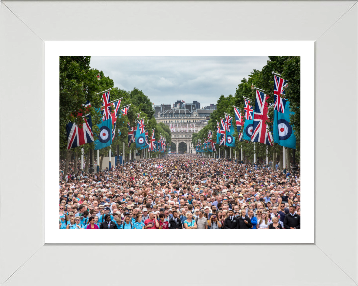Crowds gather on the Mall London for RAF 100 Celebrations Photo Print Royal Air Force Aviation Wall Art Posters, Prints, & Visual Artwork Hampshire Prints 10 x 8 White Frame Yes