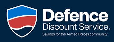 Logo of Defence Discount Service on a blue background
