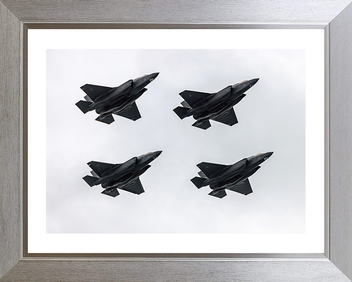 RAF F-35B Lightening Jets in flight Photo Print Royal Air Force Aircraft Wall Art Aviation Decor Posters, Prints, & Visual Artwork Hampshire Prints 10 x 8 Silver Frame Yes