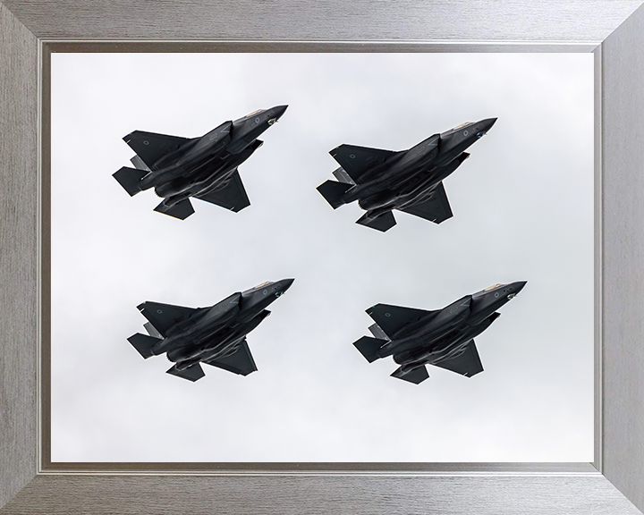 RAF F-35B Lightening Jets in flight Photo Print Royal Air Force Aircraft Wall Art Aviation Decor Posters, Prints, & Visual Artwork Hampshire Prints 10 x 8 Silver Frame No