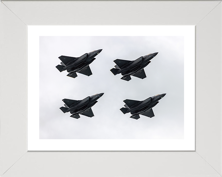 RAF F-35B Lightening Jets in flight Photo Print Royal Air Force Aircraft Wall Art Aviation Decor Posters, Prints, & Visual Artwork Hampshire Prints 10 x 8 White Frame Yes