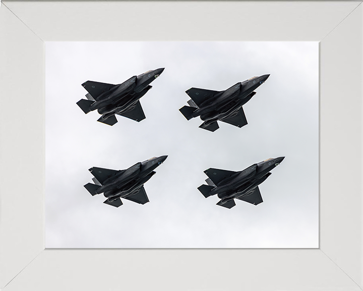 RAF F-35B Lightening Jets in flight Photo Print Royal Air Force Aircraft Wall Art Aviation Decor Posters, Prints, & Visual Artwork Hampshire Prints 10 x 8 White Frame No