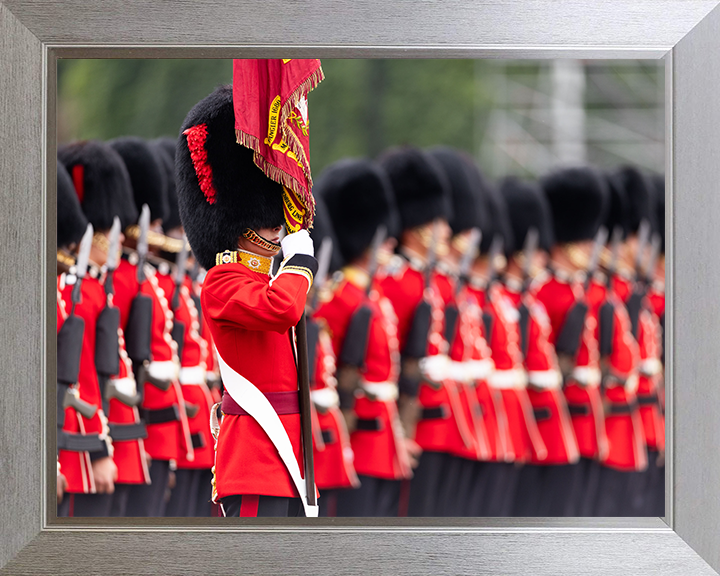 British Army Ensign of the Coldstream Guards on Parade Photo Print Wall Art Military Decor Poster Posters, Prints, & Visual Artwork Hampshire Prints 10 x 8 Silver Frame No