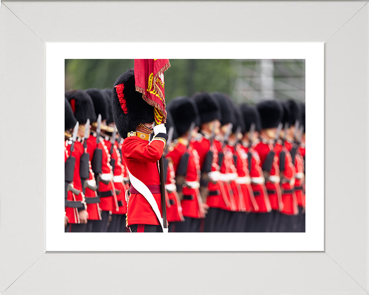 British Army Ensign of the Coldstream Guards on Parade Photo Print Wall Art Military Decor Poster Posters, Prints, & Visual Artwork Hampshire Prints 10 x 8 White Frame Yes