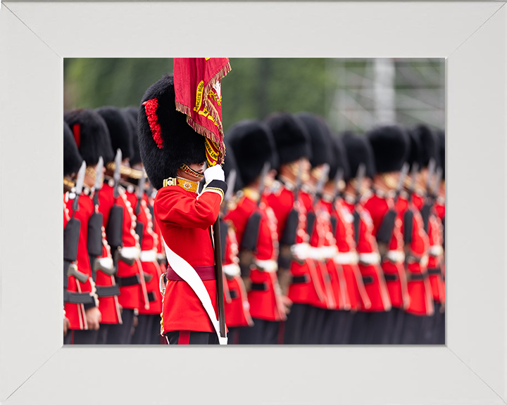 British Army Ensign of the Coldstream Guards on Parade Photo Print Wall Art Military Decor Poster Posters, Prints, & Visual Artwork Hampshire Prints 10 x 8 White Frame No