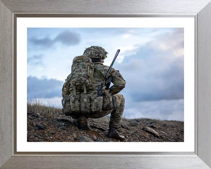British Army Grenadier Guardsman Portrait Photo Print Wall Art Military Decor Poster Posters, Prints, & Visual Artwork Hampshire Prints 10 x 8 Silver Frame Yes