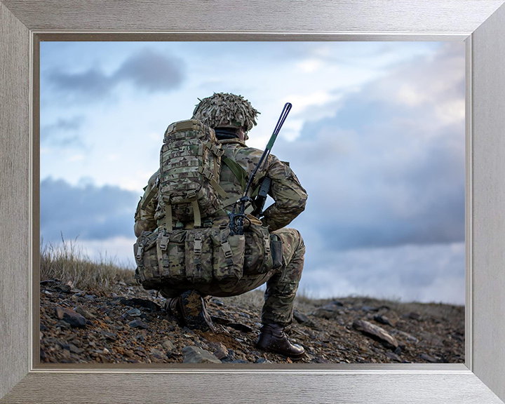 British Army Grenadier Guardsman Portrait Photo Print Wall Art Military Decor Poster Posters, Prints, & Visual Artwork Hampshire Prints 10 x 8 Silver Frame No
