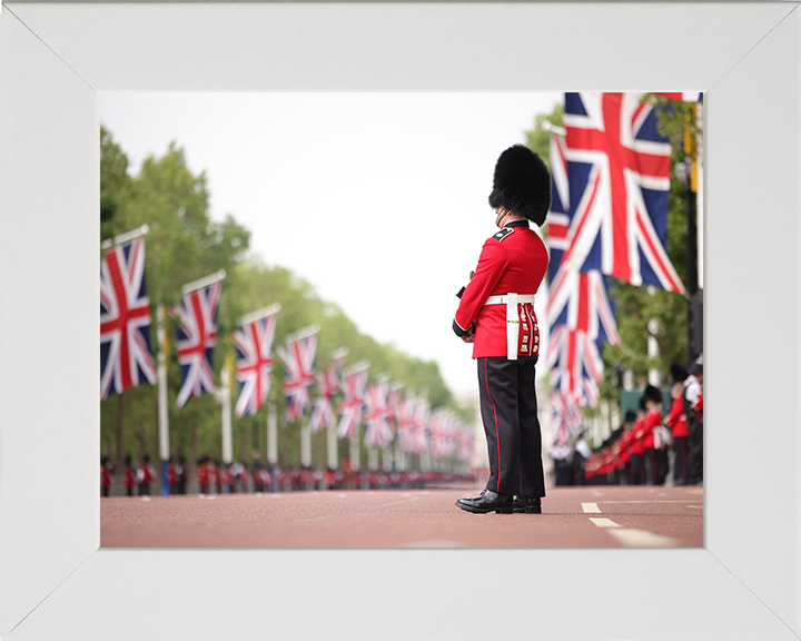 British Army Guardsman on The Mall London Photo Print Wall Art Military Decor Posters, Prints, & Visual Artwork Hampshire Prints 10 x 8 White Frame No