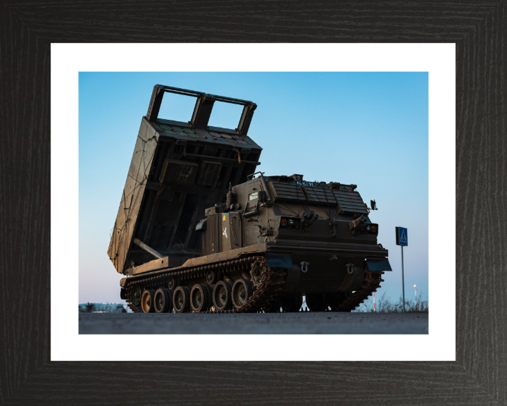 Guided Multiple Launch Rocket System 2024 British Army Vehicle Photo Print Wall Art Military Decor UK Posters, Prints, & Visual Artwork Hampshire Prints 10 x 8 Black Frame Yes