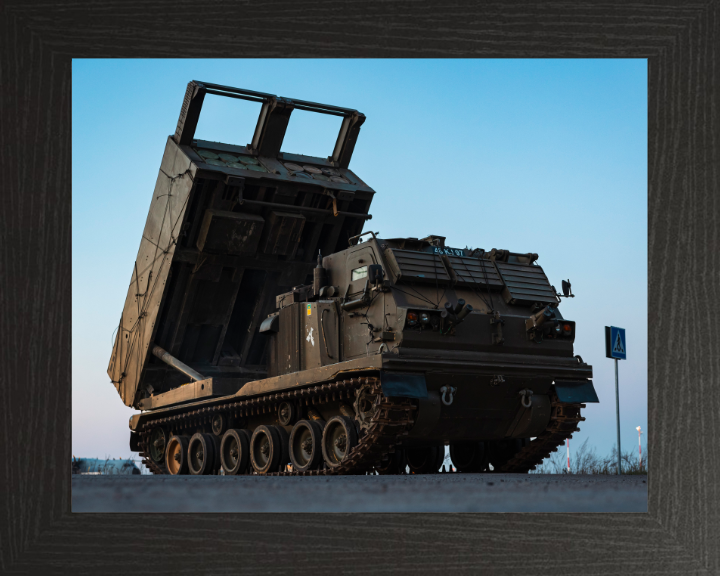 Guided Multiple Launch Rocket System 2024 British Army Vehicle Photo Print Wall Art Military Decor UK Posters, Prints, & Visual Artwork Hampshire Prints 10 x 8 Black Frame No