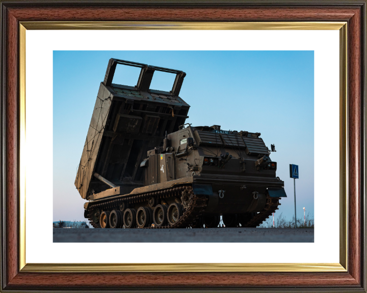 Guided Multiple Launch Rocket System 2024 British Army Vehicle Photo Print Wall Art Military Decor UK Posters, Prints, & Visual Artwork Hampshire Prints 10 x 8 Classic Frame Yes