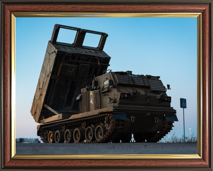 Guided Multiple Launch Rocket System 2024 British Army Vehicle Photo Print Wall Art Military Decor UK Posters, Prints, & Visual Artwork Hampshire Prints 10 x 8 Classic Frame No