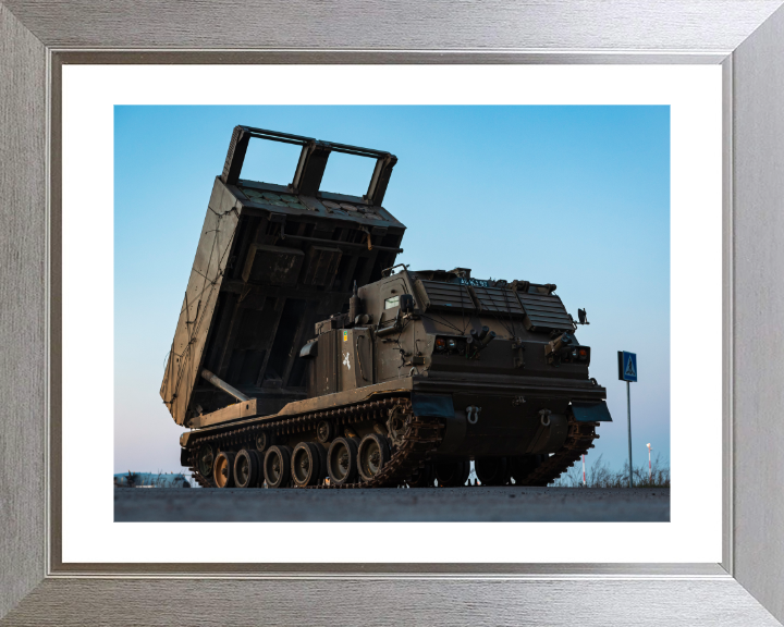 Guided Multiple Launch Rocket System 2024 British Army Vehicle Photo Print Wall Art Military Decor UK Posters, Prints, & Visual Artwork Hampshire Prints 10 x 8 Silver Frame Yes