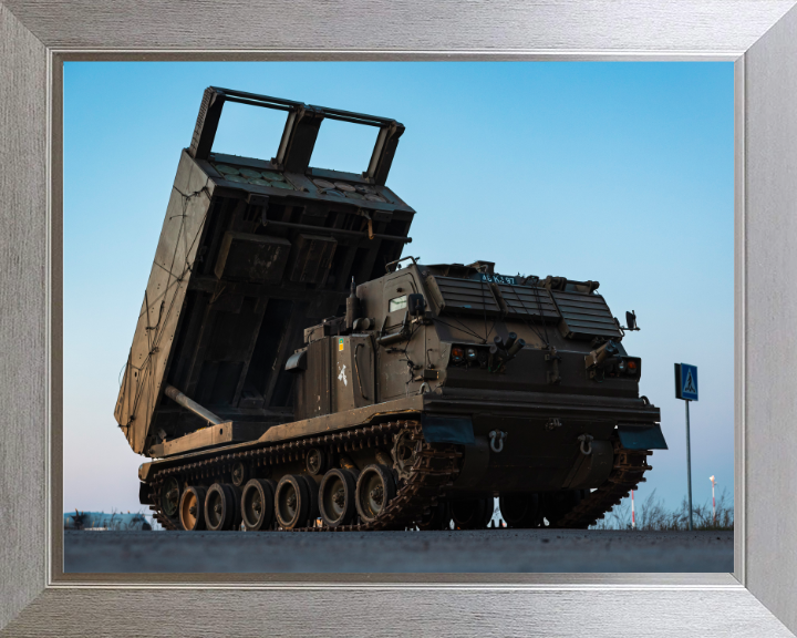 Guided Multiple Launch Rocket System 2024 British Army Vehicle Photo Print Wall Art Military Decor UK Posters, Prints, & Visual Artwork Hampshire Prints 10 x 8 Silver Frame No