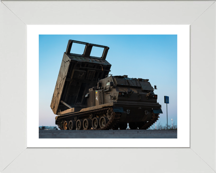 Guided Multiple Launch Rocket System 2024 British Army Vehicle Photo Print Wall Art Military Decor UK Posters, Prints, & Visual Artwork Hampshire Prints 10 x 8 White Frame Yes