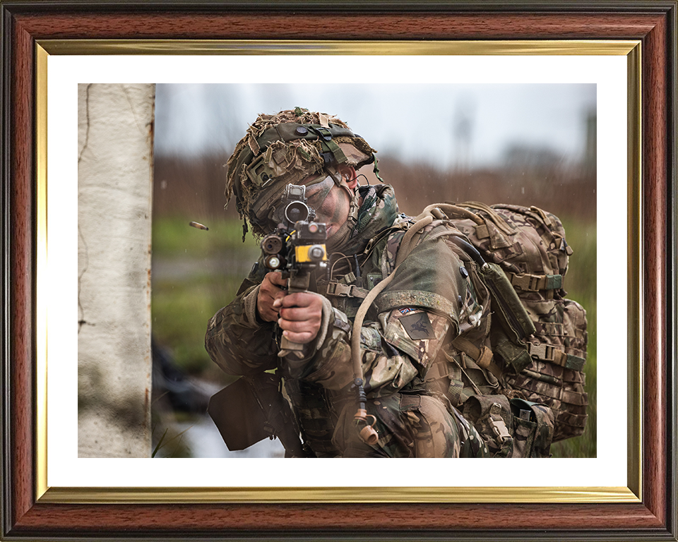 British Army Gurkha Soldier Firing during exercise Photo Print Wall Art Military Decor Poster Posters, Prints, & Visual Artwork Hampshire Prints 10 x 8 Classic Frame Yes