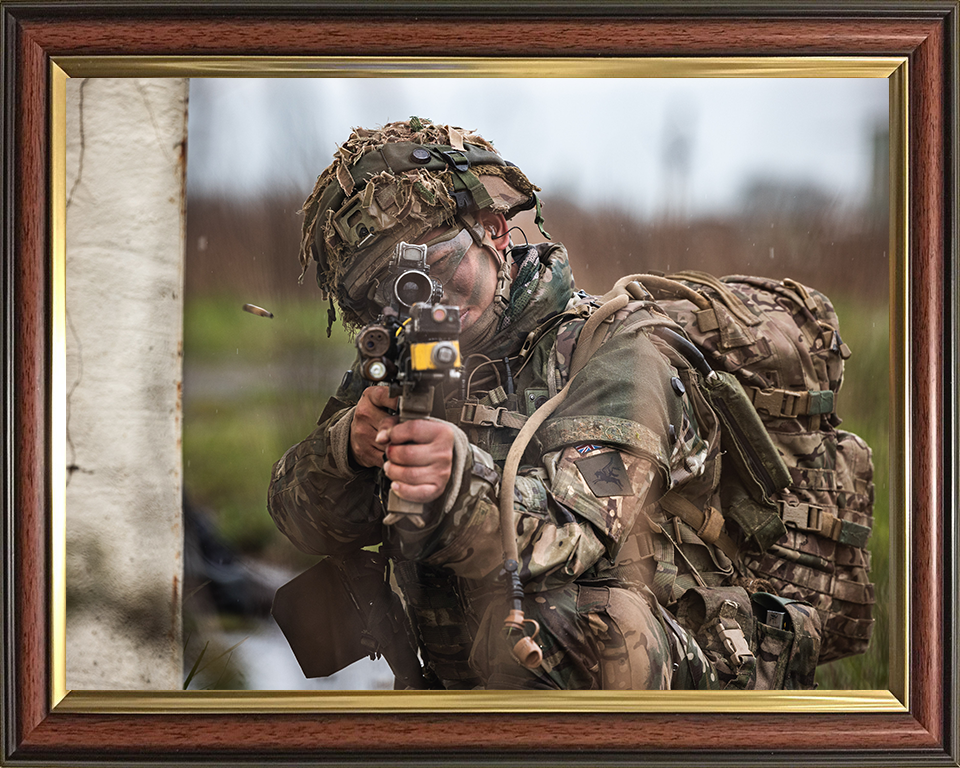 British Army Gurkha Soldier Firing during exercise Photo Print Wall Art Military Decor Poster Posters, Prints, & Visual Artwork Hampshire Prints 10 x 8 Classic Frame No