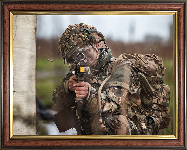 British Army Gurkha Soldier Firing during exercise Photo Print Wall Art Military Decor Poster Posters, Prints, & Visual Artwork Hampshire Prints 10 x 8 Classic Frame No