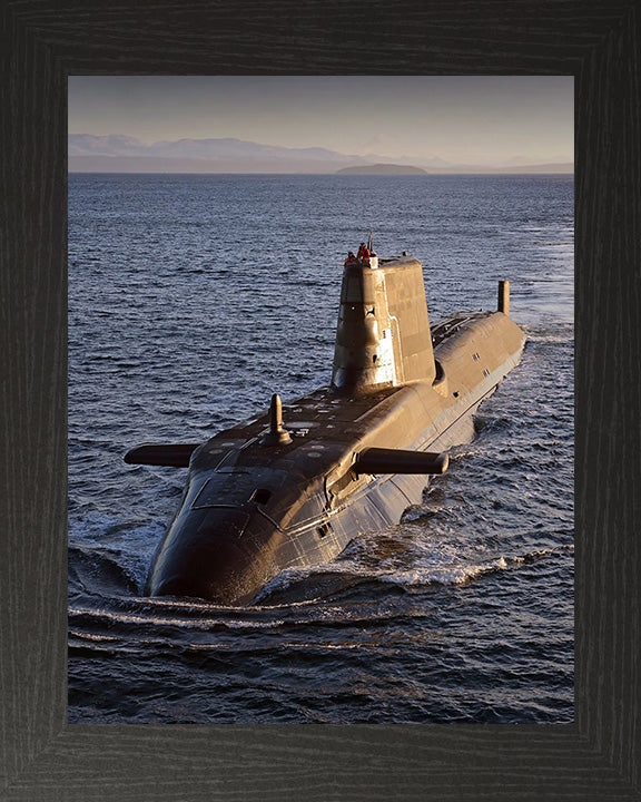 HMS Ambush (S120) Photo Print - High Port Bow View - Royal Navy Astute Class Submarine Posters, Prints, & Visual Artwork Hampshire Prints 10 x 8 Black Frame No