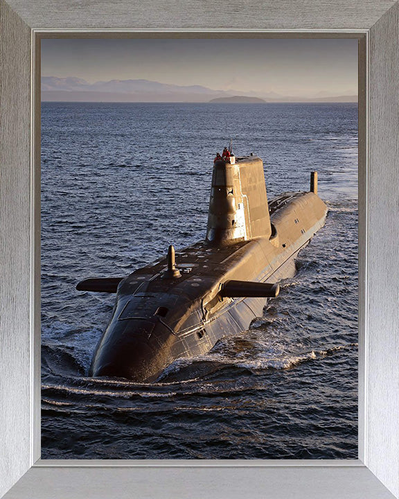 HMS Ambush (S120) Photo Print - High Port Bow View - Royal Navy Astute Class Submarine Posters, Prints, & Visual Artwork Hampshire Prints 10 x 8 Silver Frame No