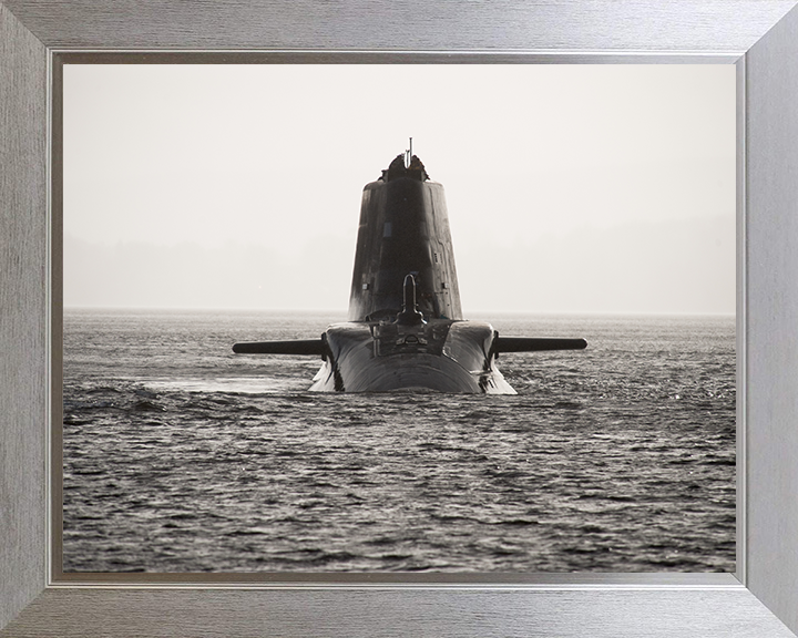 HMS Astute (S119) Photo Print - Black and White 2009 - Royal Navy Astute Class Submarine Posters, Prints, & Visual Artwork Hampshire Prints 10 x 8 Silver Frame No