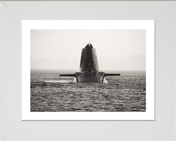 HMS Astute (S119) Photo Print - Black and White 2009 - Royal Navy Astute Class Submarine Posters, Prints, & Visual Artwork Hampshire Prints 10 x 8 White Frame Yes