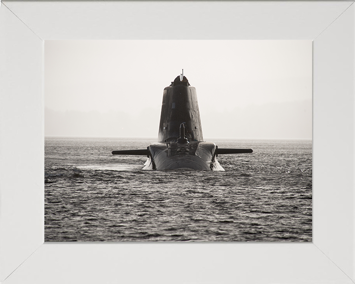 HMS Astute (S119) Photo Print - Black and White 2009 - Royal Navy Astute Class Submarine Posters, Prints, & Visual Artwork Hampshire Prints 10 x 8 White Frame No