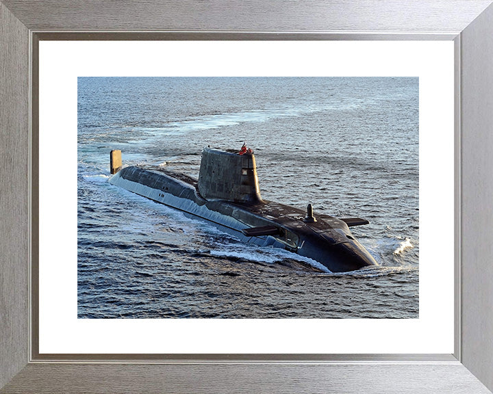 HMS Astute (S119) Starboard Bow View Royal Navy Astute Class Submarine Photo Print Wall Art Naval Decor UK Posters, Prints, & Visual Artwork Hampshire Prints 10 x 8 Silver Frame Yes