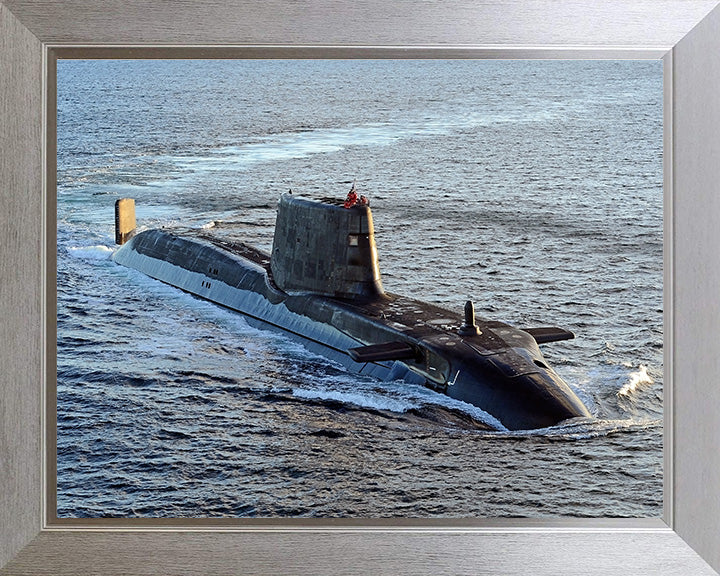 HMS Astute (S119) Starboard Bow View Royal Navy Astute Class Submarine Photo Print Wall Art Naval Decor UK Posters, Prints, & Visual Artwork Hampshire Prints 10 x 8 Silver Frame No