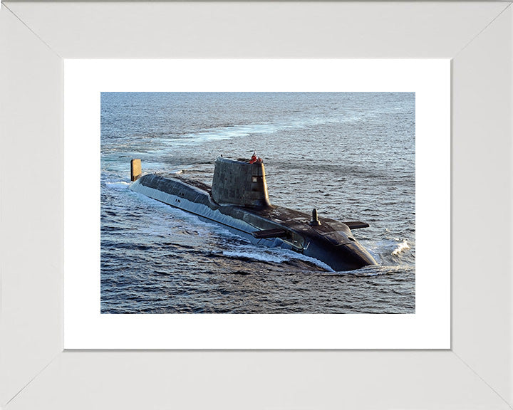 HMS Astute (S119) Starboard Bow View Royal Navy Astute Class Submarine Photo Print Wall Art Naval Decor UK Posters, Prints, & Visual Artwork Hampshire Prints 10 x 8 White Frame Yes
