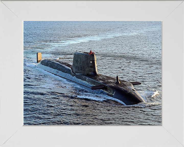 HMS Astute (S119) Starboard Bow View Royal Navy Astute Class Submarine Photo Print Wall Art Naval Decor UK Posters, Prints, & Visual Artwork Hampshire Prints 10 x 8 White Frame No