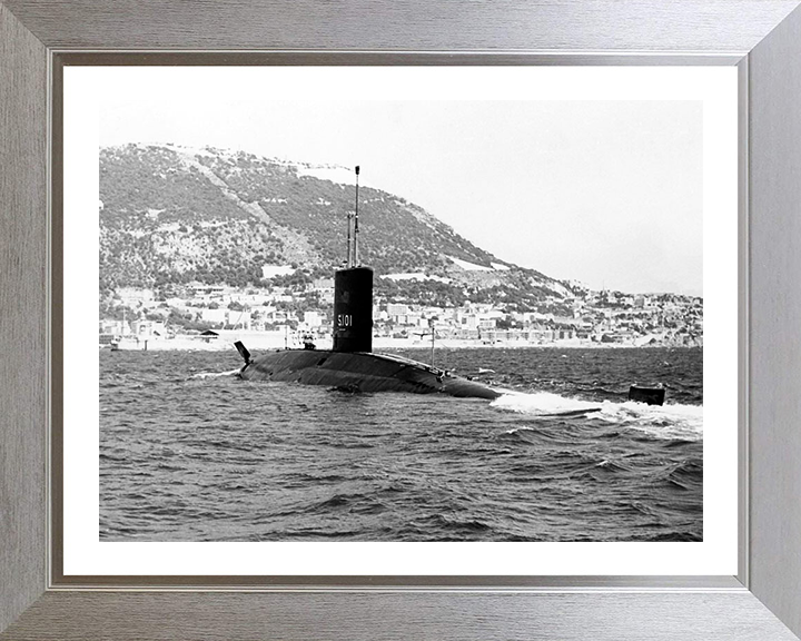 HMS Dreadnought (S101) Photo Print - Port Side View - Royal Navy Valiant Class Submarine Posters, Prints, & Visual Artwork Hampshire Prints 10 x 8 Silver Frame Yes