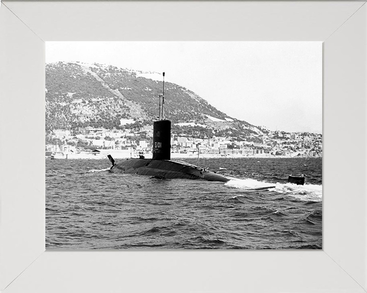 HMS Dreadnought (S101) Photo Print - Port Side View - Royal Navy Valiant Class Submarine Posters, Prints, & Visual Artwork Hampshire Prints 10 x 8 White Frame No